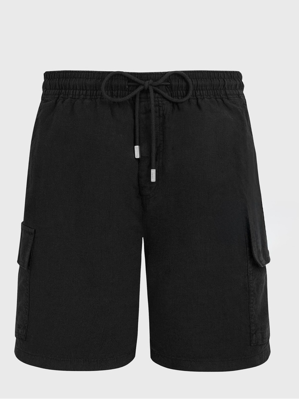 Vilebrequin Black Men's Linen Cargo Shorts with Drawstring